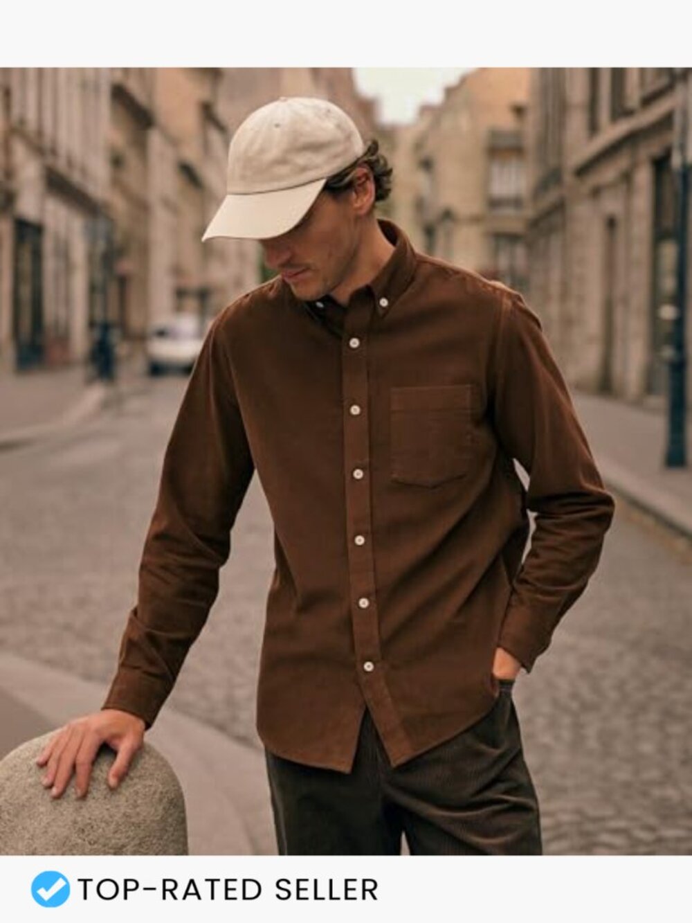 Men's Lightweight Corduroy Button Down Shirt Casual Long Sleeve Western - Picture 6 of 6